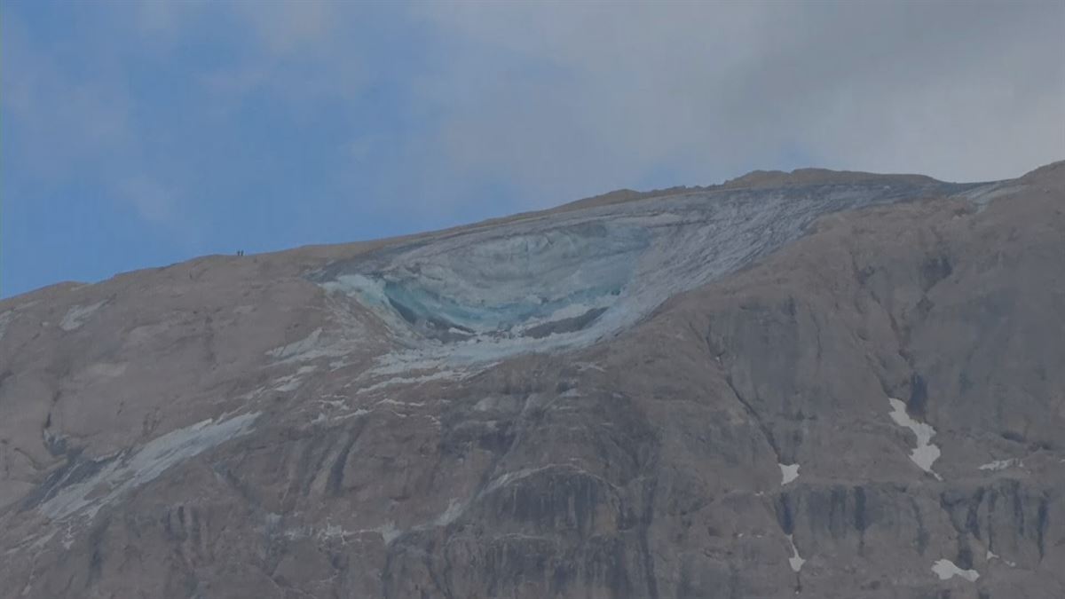 Glaciar de la Marmolada. Imagen obtenida de un vídeo de Agencias.