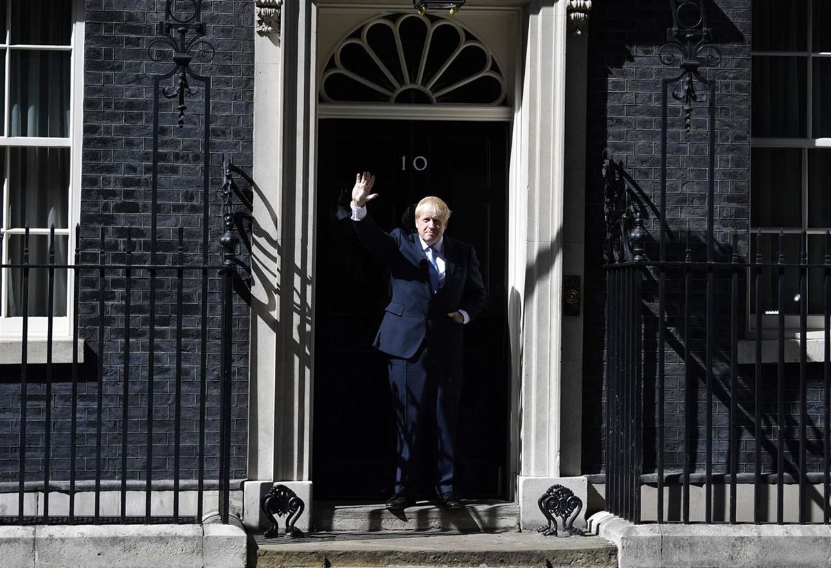 Boris Johnson, gaurko agerraldian. Irudia: EFE