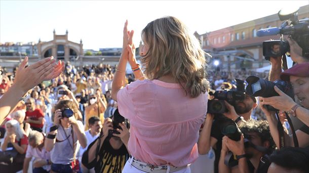 La vicepresidenta segunda, Yolanda Díaz, en el acto de la plataforma Sumar. Foto: EFE