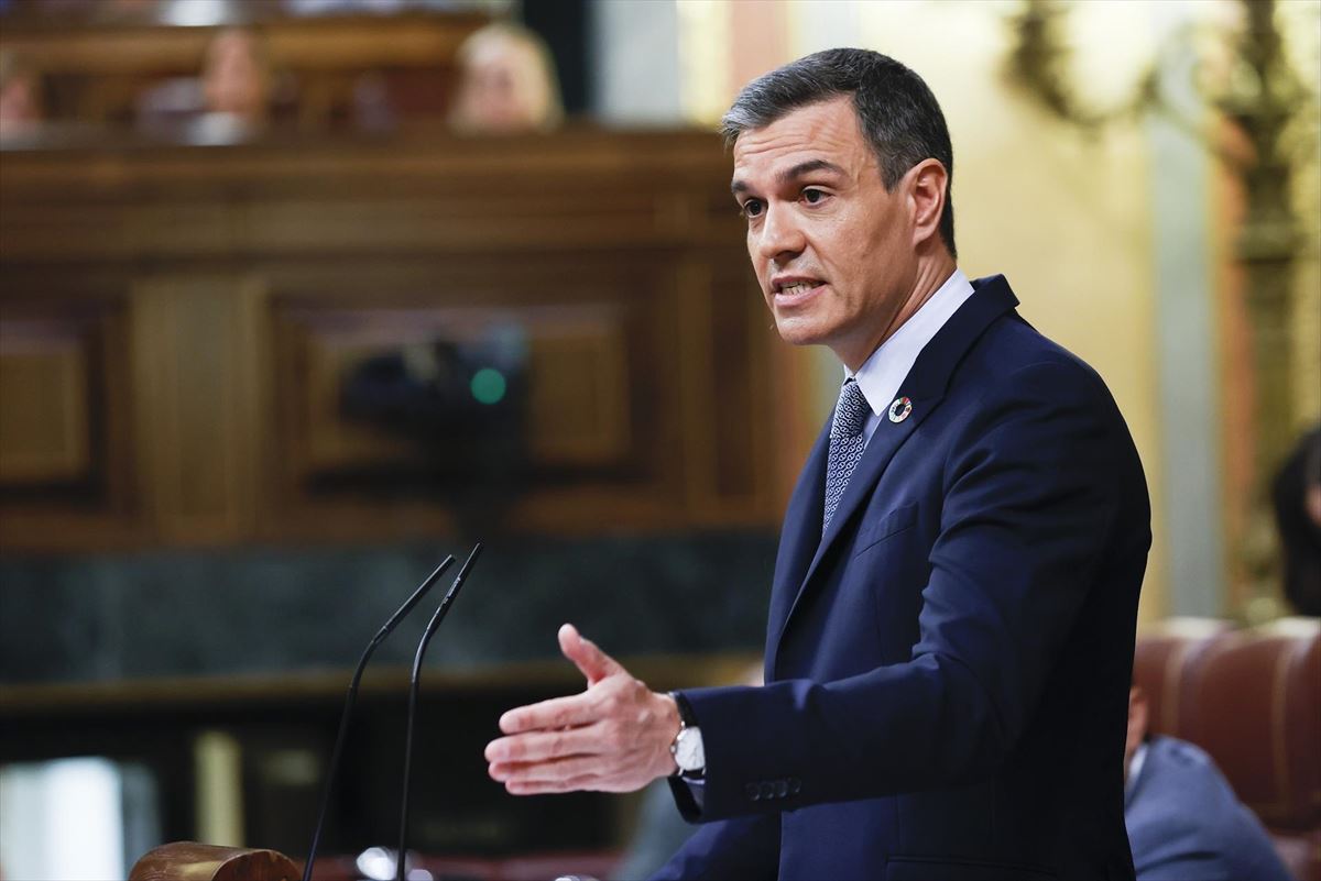 Pedro Sánchez en el Congreso de los Diputados, durante su intervención
