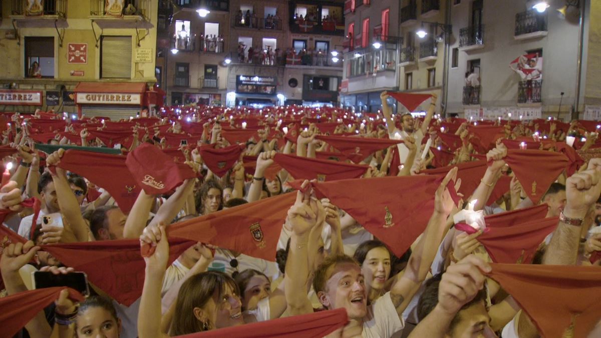 Pamplona pone fin a los sanfermines más esperados. Imagen obtenida de un vídeo de ETB