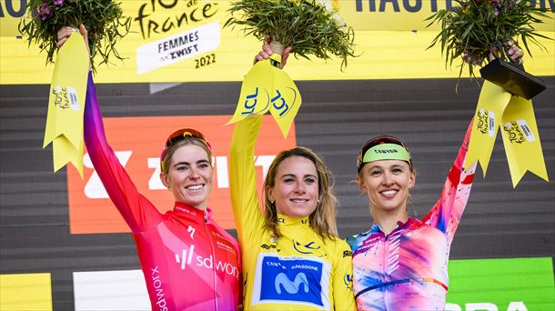 Podium de la edición del 2022 del Tour de Francia femenino