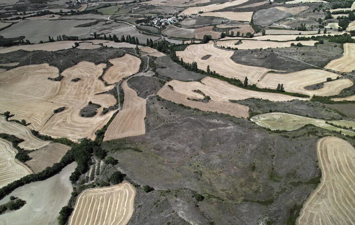 Imagen tomada desde el aire de Tierra Estella, afectada por la sequía. 