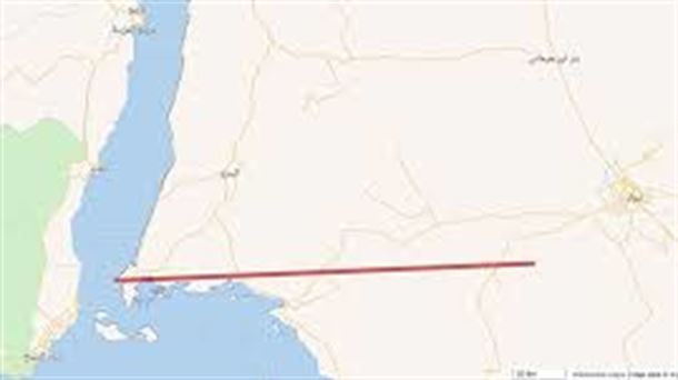 "The Line", Saudi Arabian eraiki asmo duten hiri berria kokatzen duen mapa. Iturria: Wikipedia