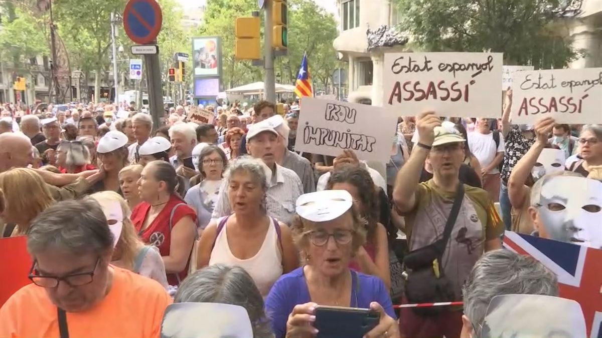 Protesta en Barcelona. Imagen obtenida de un vídeo de EITB Media.