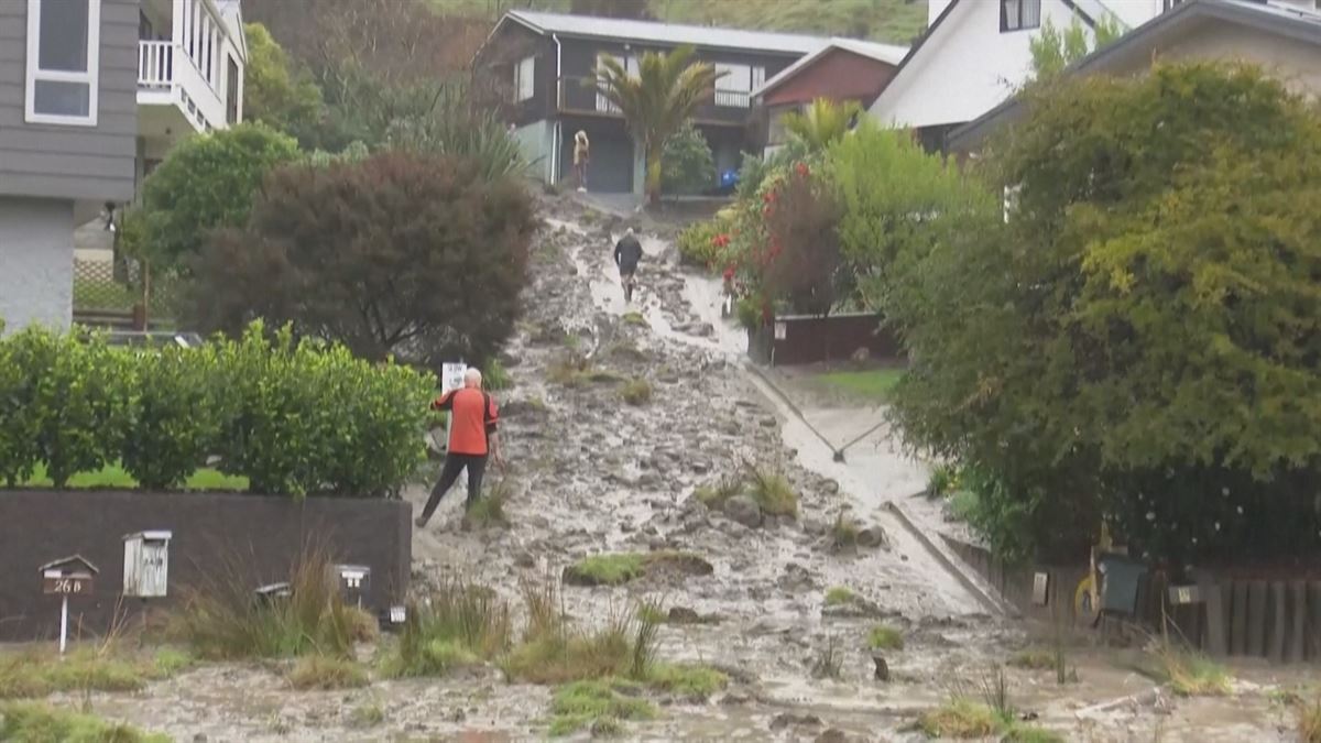 Inundaciones en Nueva Zelanda. Imagen obtenida de un vídeo de Agencias.