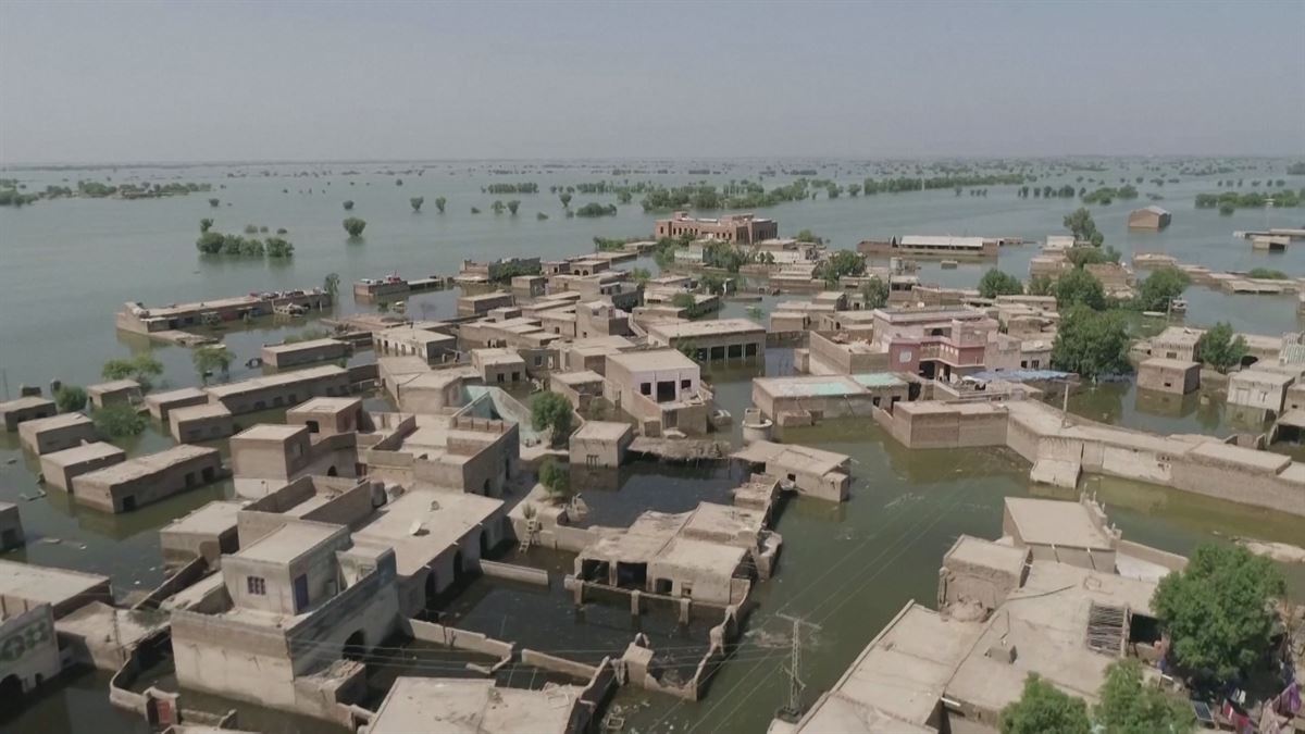 Inundaciones en Pakistán. Imagen obtenida de un vídeo de Agencias.