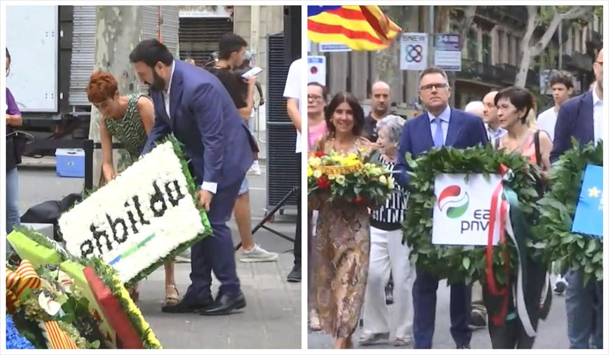 Las delegaciones del PNV y EH Bildu, en la Diada catalana