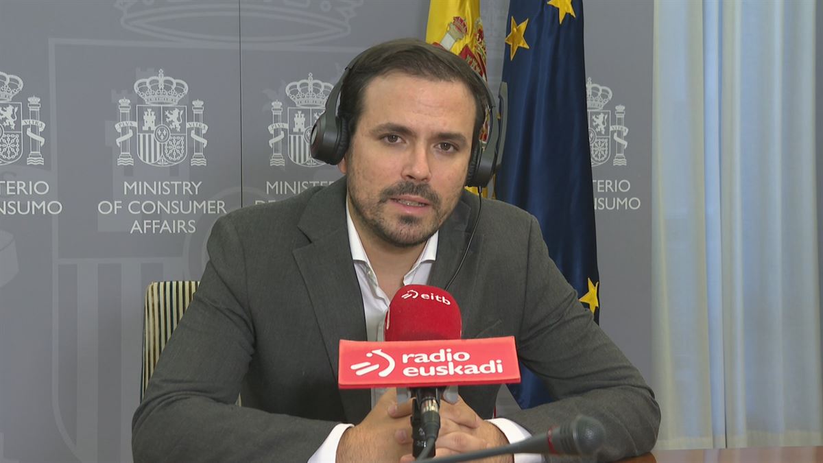 Alberto Garzón. Imagen obtenida de un vídeo de EITB Media.