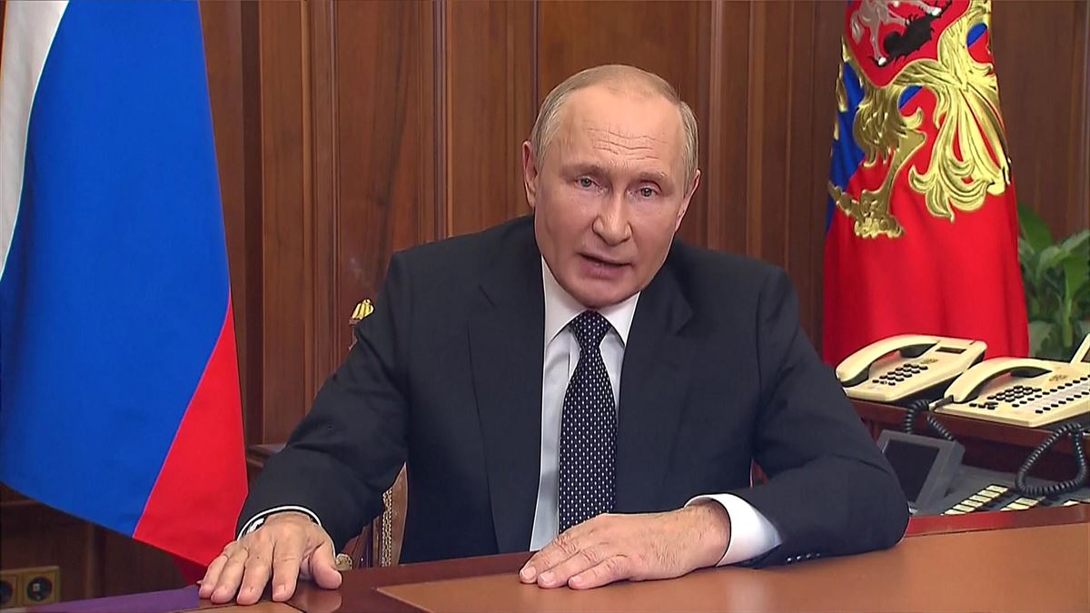 Vladimir Putin, gaurko agerraldian. 