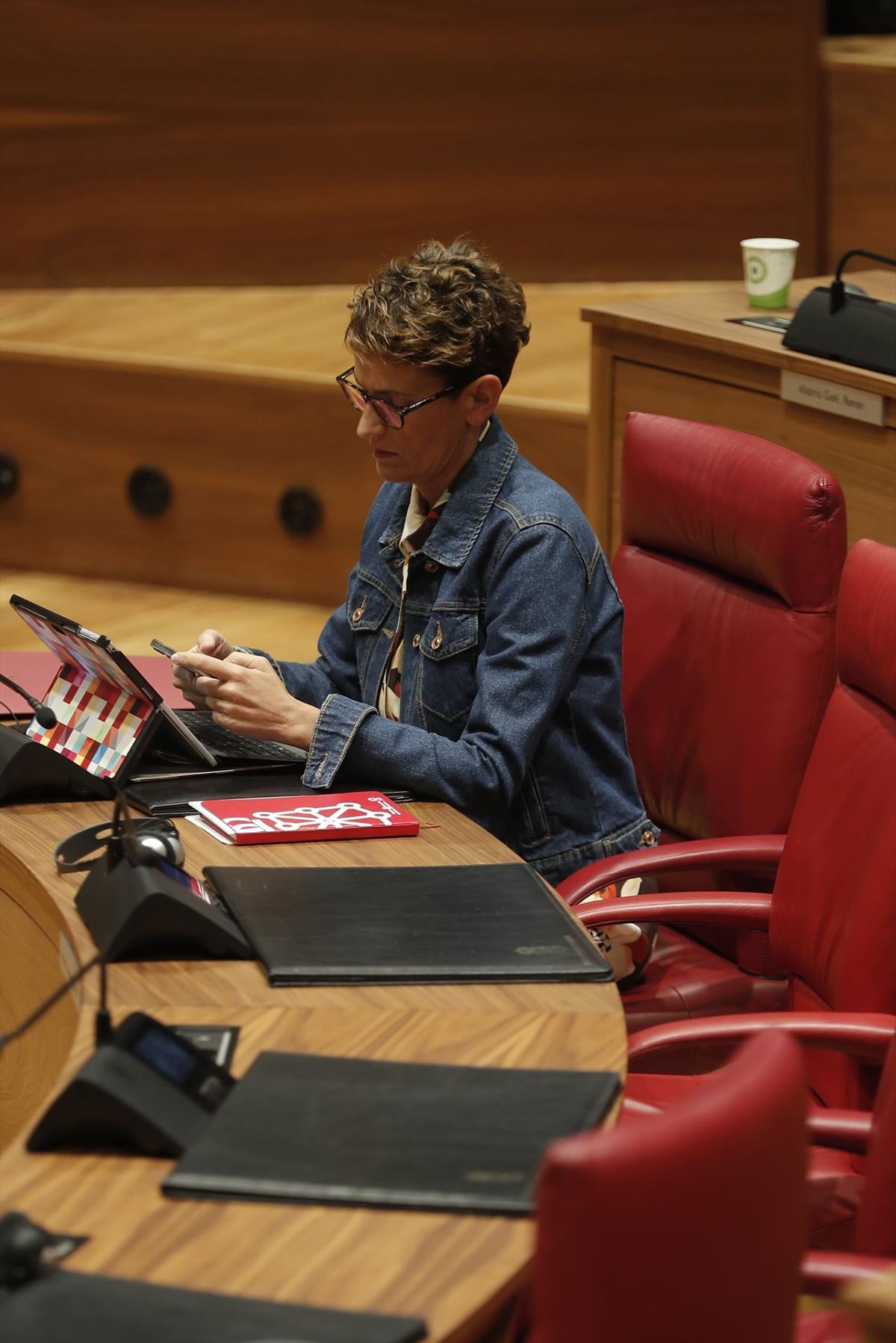 María Chivite, este jueves, en el Parlamento de Navarra