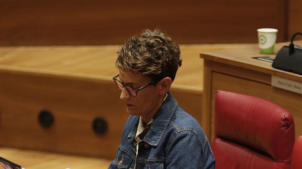 María Chivite, este jueves, en el Parlamento de Navarra