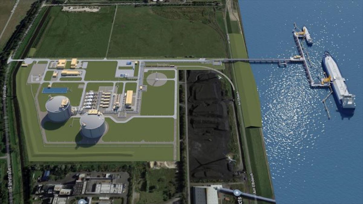 Terminal de regasificación alemana de German LNG. Imagen del proyecto: SENER