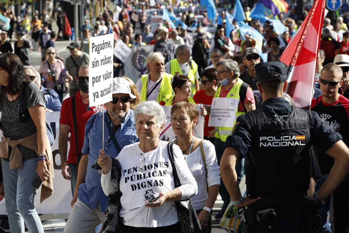 Manifestación de pensionistas en Madrid. Foto: Efe