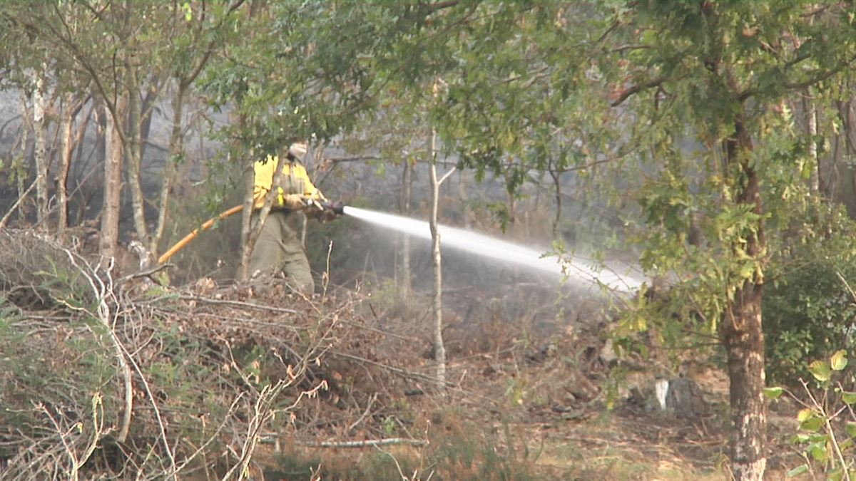 El fuego también afecta a Zalla. Imageno obtenida de un vídeo de EITB Media.
