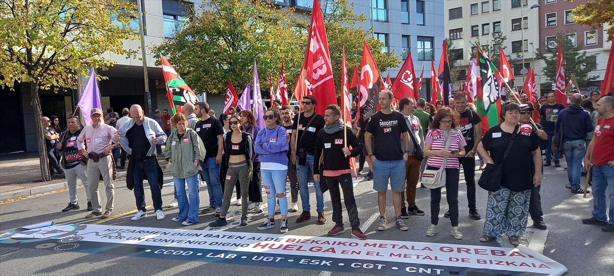 Manifestación convocada por los sindicatos del Melal de Bizkaia. Foto de archivo: @CCOOIndustria