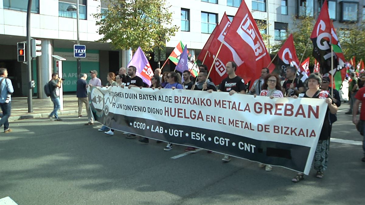 Metaleko sindikatuen protesta bat. Argazkia: EITB