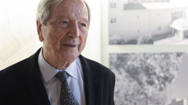 El arquitectoRafael Moneo en la retrospectiva-homenaje 'Rafael Moneo en Navarra'. Fuente:navarra.es