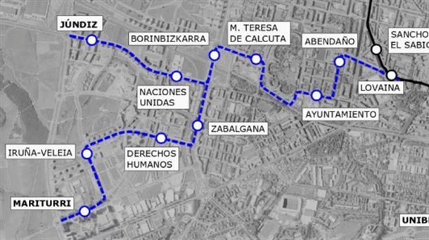 El tranvía de Zabalgana se comunicará con el centro por Adriano VI, Abendaño, Teodoro Dublang y Pedro Asúa