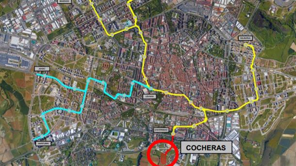 El Gobierno Vasco propone que las nuevas cocheras del tranvía a Zabalgana se ubiquen en Aretxabaleta