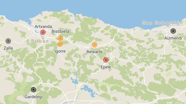 Mapa de vertederos de Euskadi. 