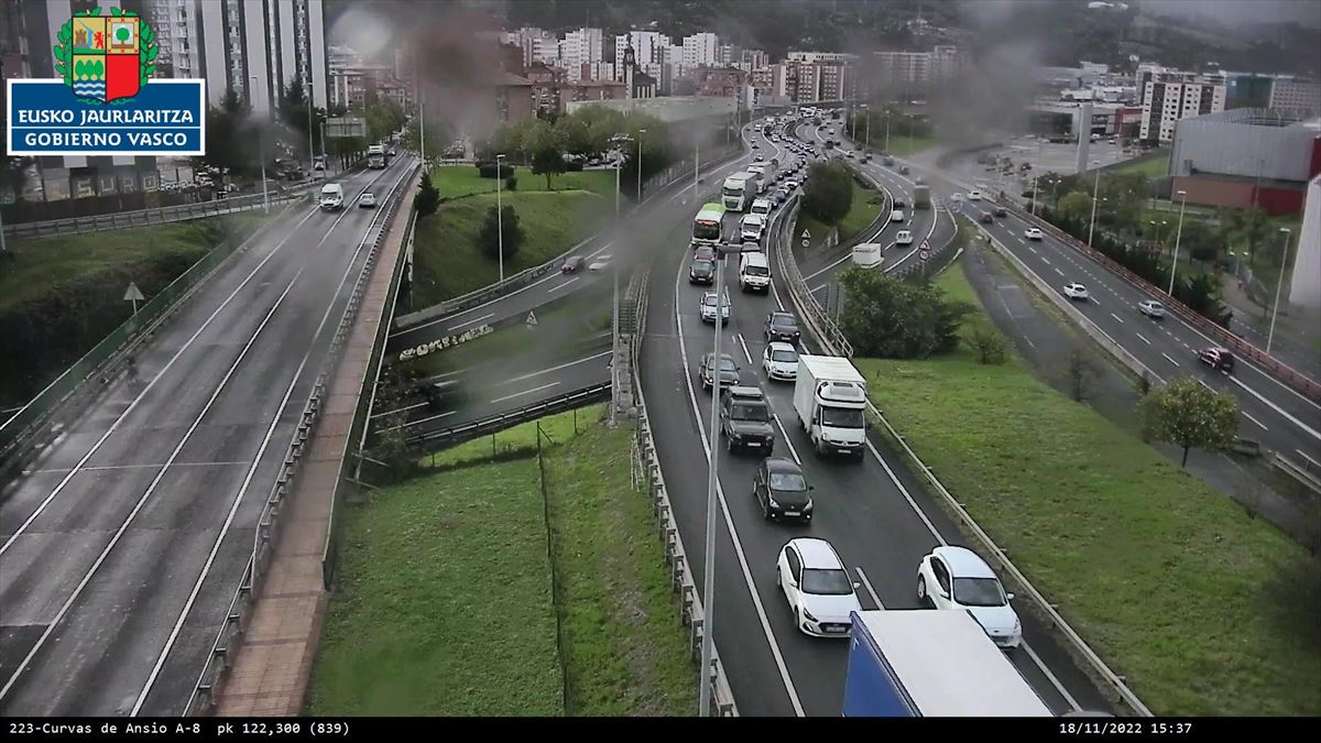 Retenciones en las carreteras vizcaínas. Imagen: Gobierno Vasco