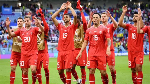 Celebración de Suiza tras la victoria