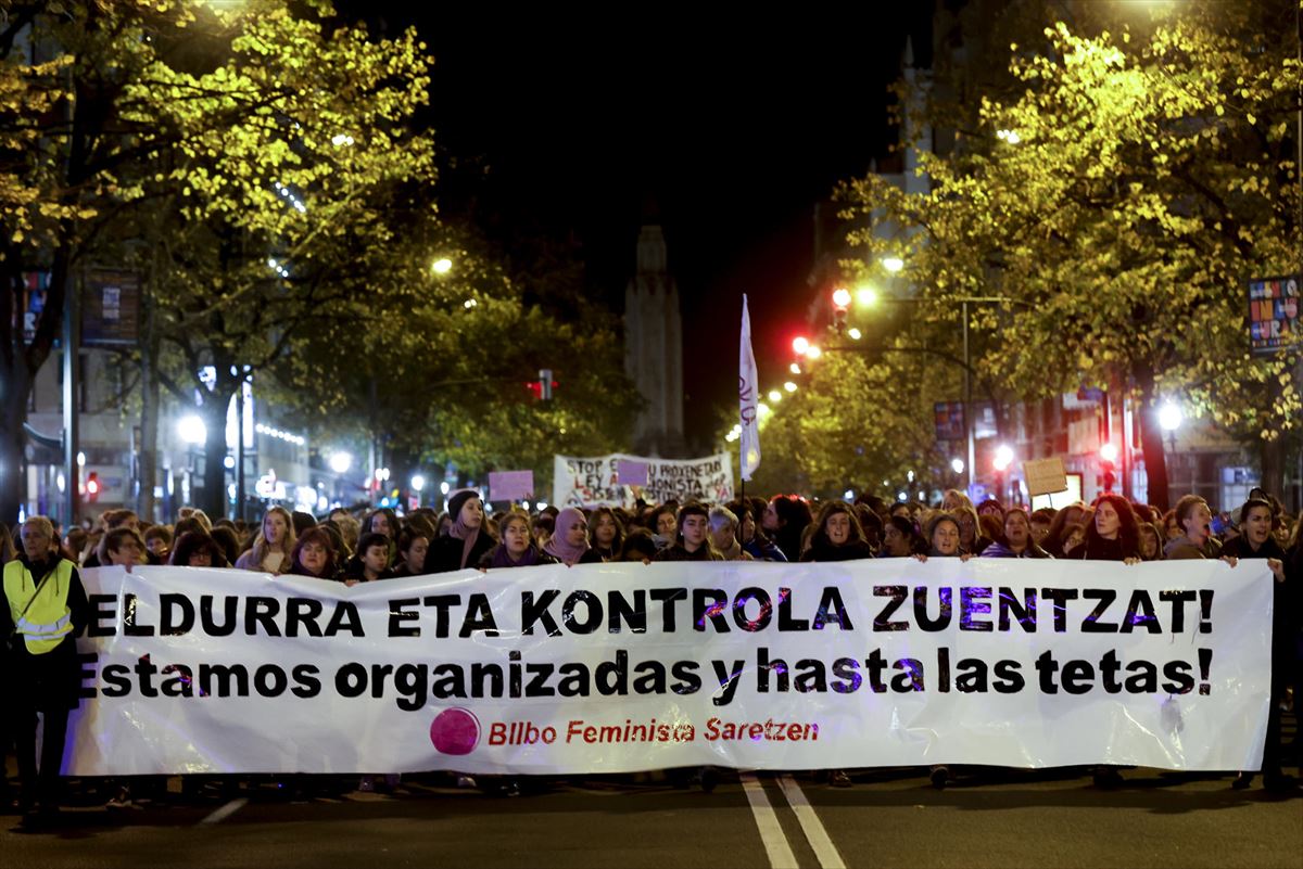 Cabecera de la manifestación de Bilbao. Foto: EITB Media