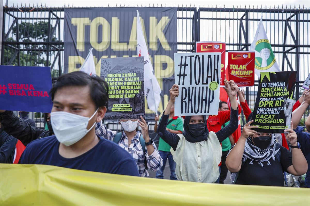 Protestas contra la reforma en Indonesia.