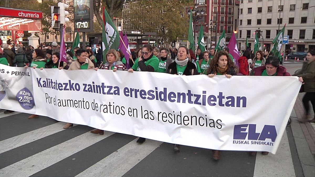 Manifestación de hoy, en Bilbao. Foto: EITB Media