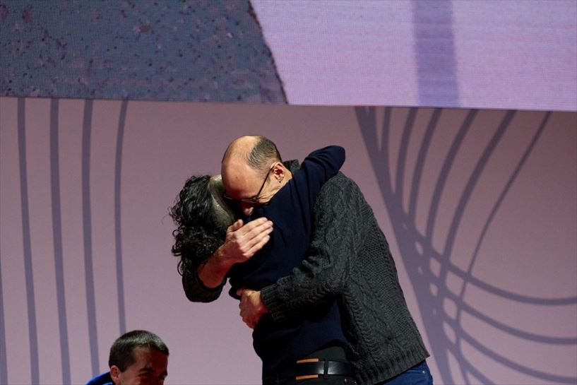 Lujanbio eta Arzallus, buruz burukora zihoazela jakitean. EITB Media.