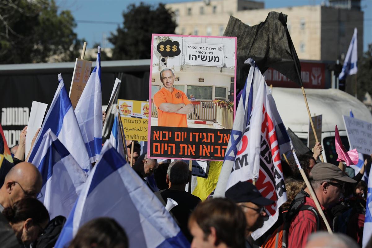 Protesta contra el nuevo Ejecutivo israelí en Jerusalén. Foto: EFE