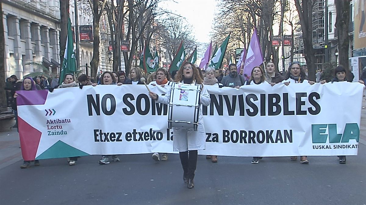 Manifestazioa Bilbon. EITB Mediaren bideo batetik ateratako irudia.