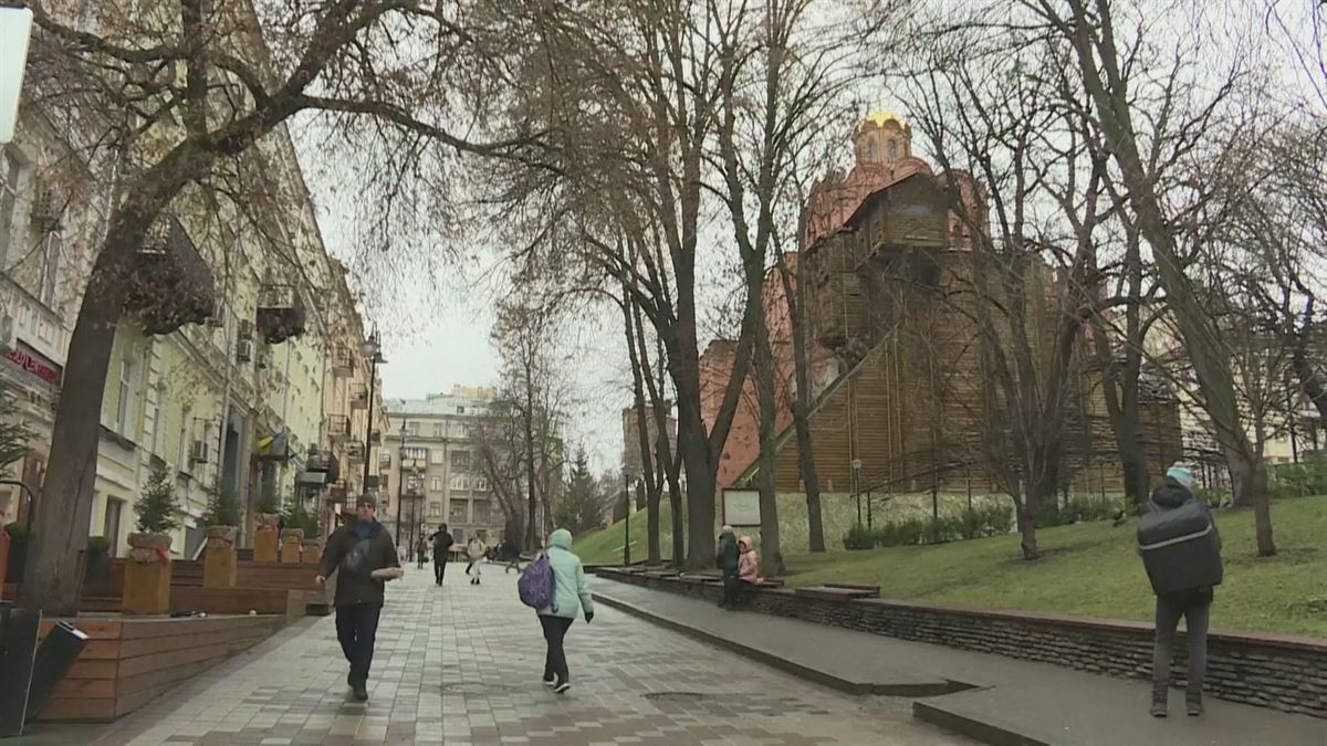 Kiev, esta mañana. Imagen obtenida de un vídeo de Agencias.