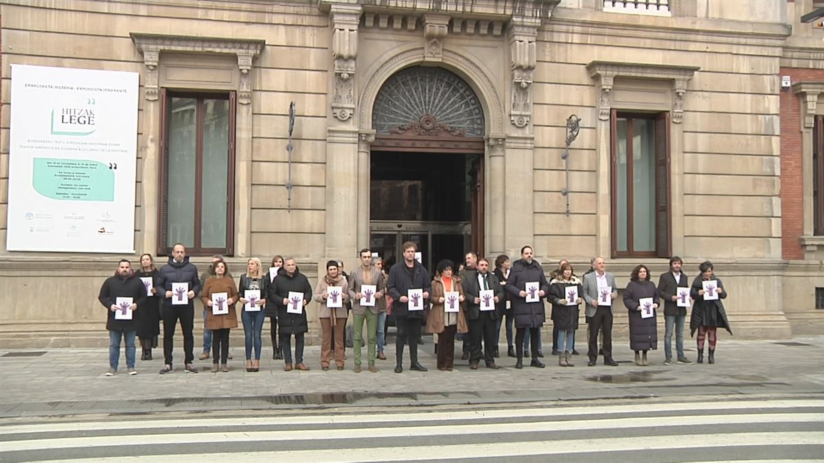 Parlamento de Navarra, esta mañana. Imagen obtenida de un vídeo de EITB Media.