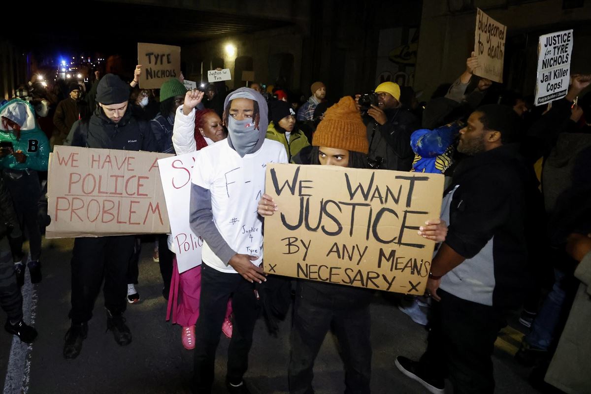 Protestas en Memphis, donde fue asesinado Tyre Nichols. Foto: EFE