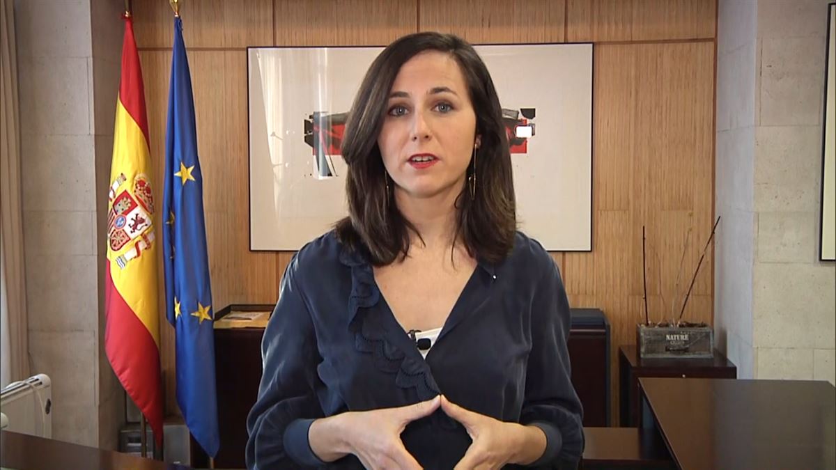 Ione Belarra, ministra de Derechos Sociales y Agenda 2030. Imagen de un vídeo de EITB.