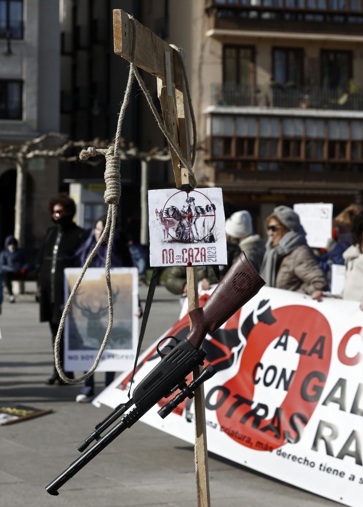Protesta contra la caza en Pamplona. Foto: Efe