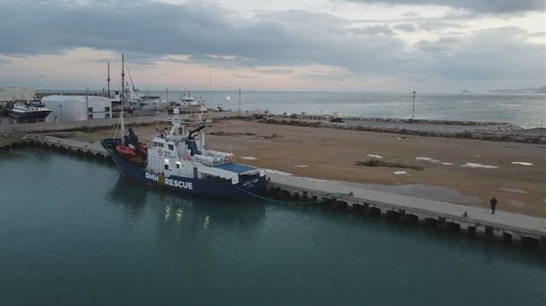 Aita Mari, a vista de dron. Imagen obtenida de un vídeo de EITB Media.