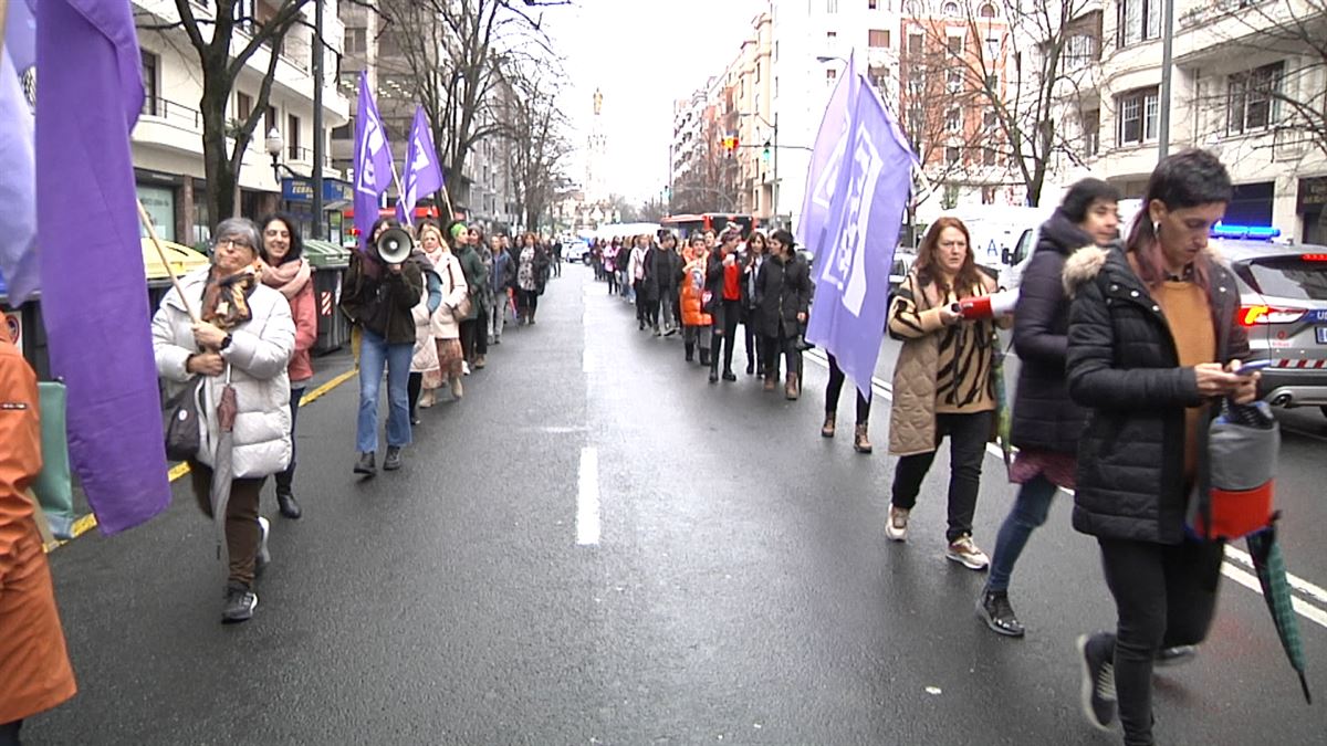 Manifestación de LAB contra la brecha salarial en Bilbao. Foto: EITB Media.