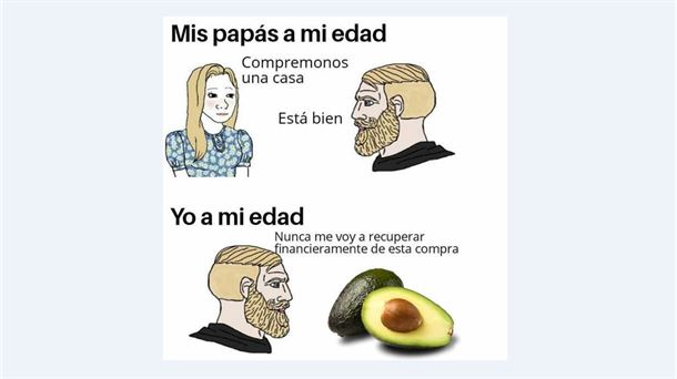 Meme irónico comparando la edad de emancipación de la generación zeta con la de la generación boomer