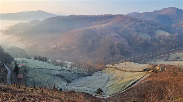 Helada en Lesaka (Navarra), esta mañana. Foto: Joxe Zubieta Otxoteko