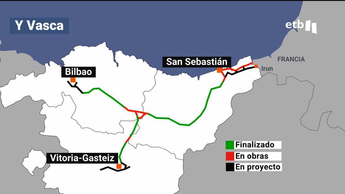 Plano del TAV en Euskadi. Imagen extraída del vídeo.