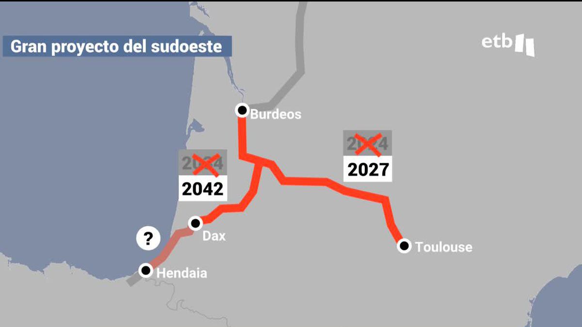 Plano del TAV en el País Vasco francés. Imagen extraída del vídeo.
