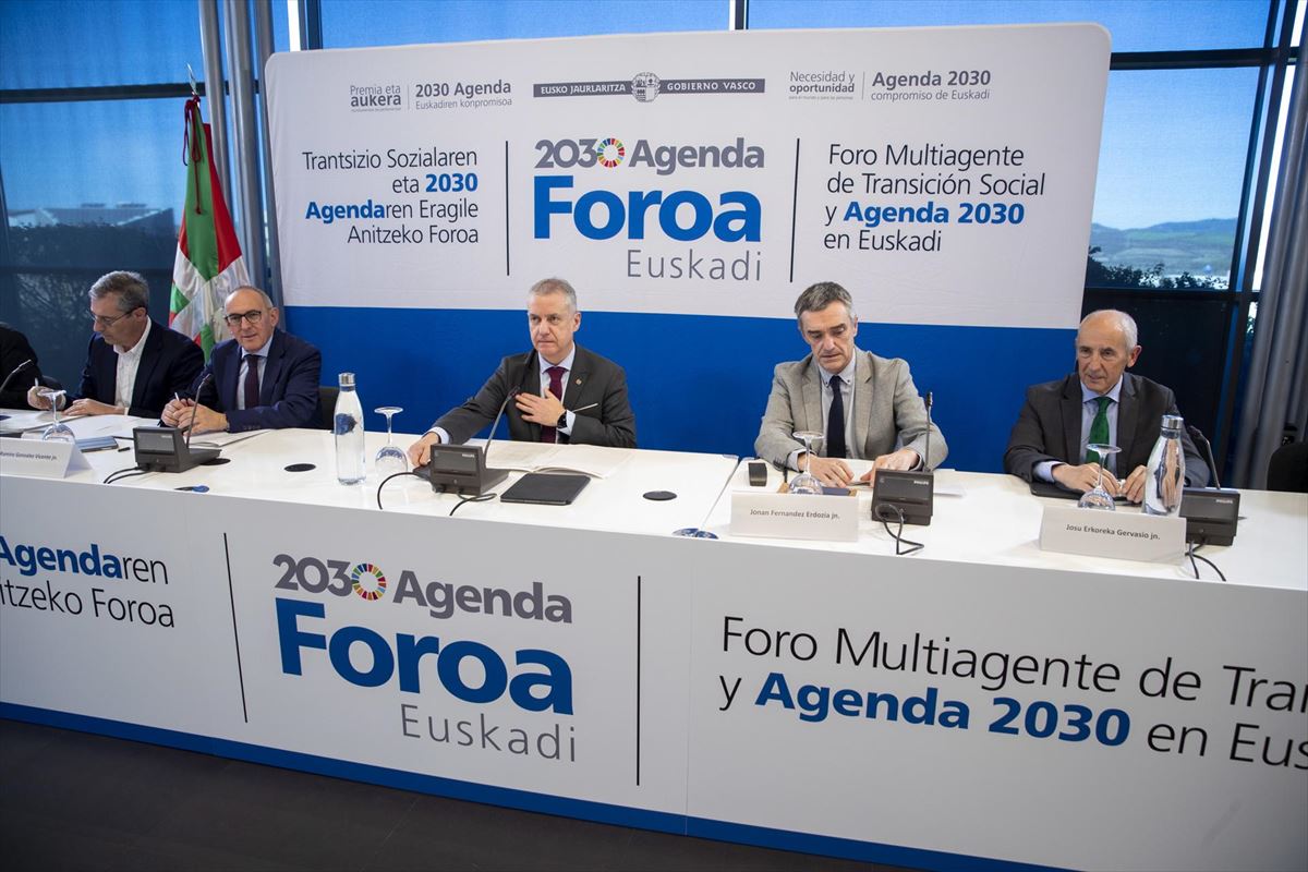 Iñigo Urkullu lehendakaria 'Agenda 2030 Euskadi' Foroan, Miñaon (Araba). Argazkia: EFE