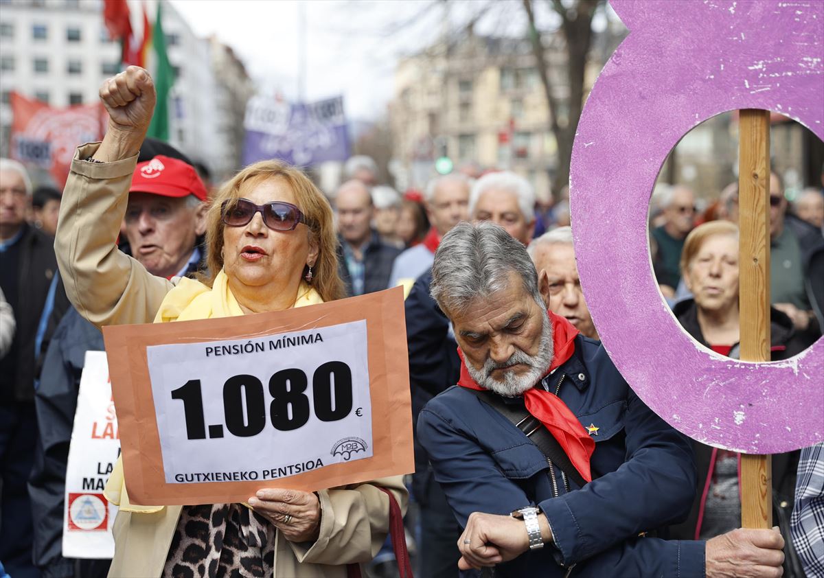 Imagen de archivo de una manifestación de pensionistas en Bilbao.