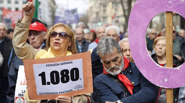 Imagen de archivo de una manifestación de pensionistas en Bilbao. Foto: EFE