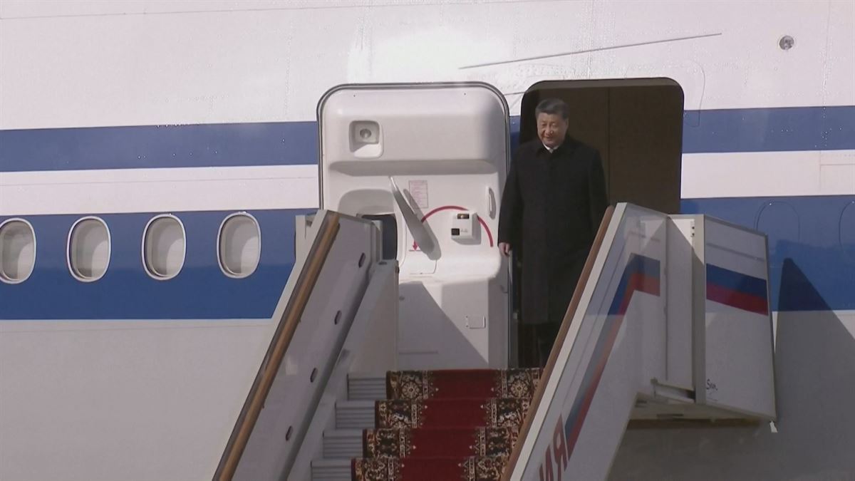 Xi Jinping llega a Rusia. Imagen obtenida de un vídeo de Agencias.