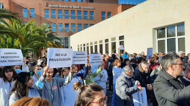 Osasunbideko profesionalen protesta bat. 