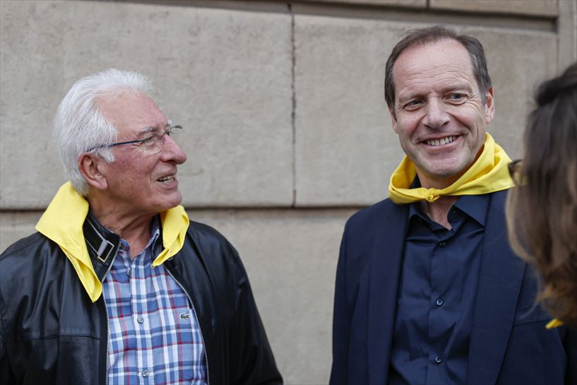 El director del Tour, Christian Prudhomme, junto a Luis Zubero. Foto: EFE